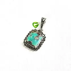 آویزنقره فیروزه مستطیل2 کد847