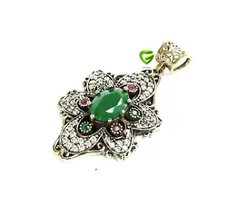 آویزنقره عثمانی زمرد1 کد1027