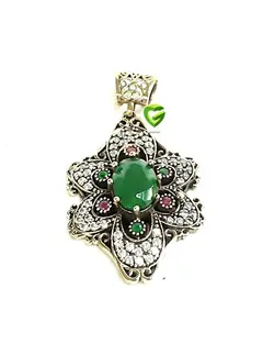 آویزنقره عثمانی زمرد1 کد1027