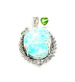 آویزنقره آبی وقلبی کد833