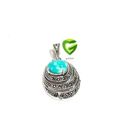 آویزنقره فیروزه گردک کد824