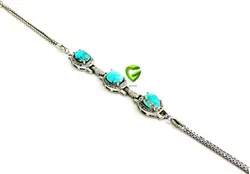 دستبندنقره فیروزه سهتکه کد774