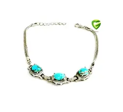 دستبندنقره فیروزه سهتکه کد774