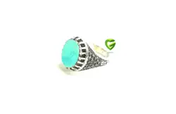 انگشترنقره فیروزه بیضی کد599