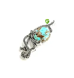آویزنقره فیروزه گلدار کد342