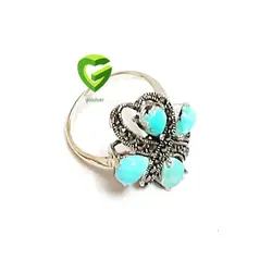 انگشترنقره فیروزه نیشابورگل کد206