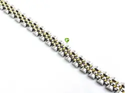 دستبندسفیدو زردرولکس کد 172