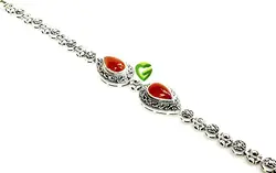 دستبندنقره عقیق اشک کد223