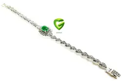 دستبندنقره سبز بیضی کد227