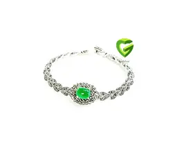 دستبندنقره سبز بیضی کد227