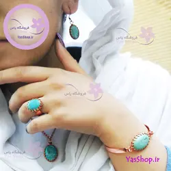 سرویس  مسی سنگی با سنگ فیروزه