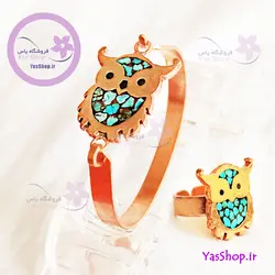 نیم ست دخترانه فیروزه کوب مدل جغد