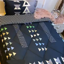 سرویس لحاف روتختی  آبی ، آبی نفتی مدرن کتان - مدل BN316