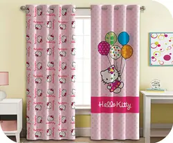 پرده چاپی صورتی طرحدار دخترانه(هلو کیتی) - هازان داتیس کد S881882