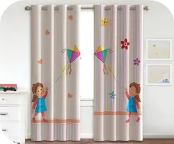 پرده چاپی نوزاد رنگی(دختربادبادک به دست) - هازان داتیس کد S819820