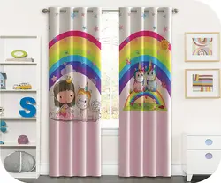 پرده چاپی نوزاد طرح اسب تک شاخ + صورتی رنگ - هازان داتیس کد S793794