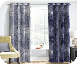 پرده چاپی طرح شاخه درخت + سرمه ایی و فیلی - هازان داتیس کد S584585