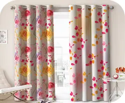 پرده چاپی طرحدار(گل + گل برگ) رنگی - هازان داتیس کد S267268