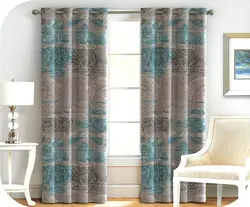 پرده چاپی زمینه طوسی + طرحدار(گل و برگ گل) - هازان داتیس کد S433