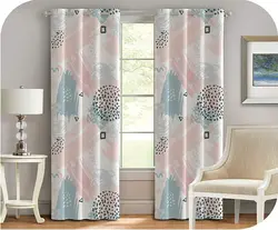 پرده چاپی زمینه سفید + طرحدار رنگی ملایم - هازان داتیس کد S124