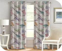 پرده چاپی زمینه سفید + طرح برگ(رنگی) - هازان داتیس کد S136