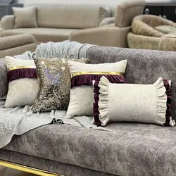 ست کوسن 4 عددی طرح شهرزاد مخمل بنفش و کرم