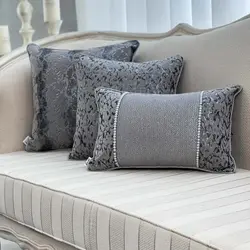 ست کوسن طرح ماریتا مخمل طوسی نقره ای (3 عددی)
