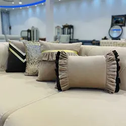 ست کوسن4عددی طرح شهرزاد مخمل نسکافه ای قهوه ای