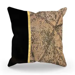 کوسن مربعی طرح ترکیبی پتینه نسکافه ای مخمل مشکی