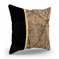 کوسن مربعی طرح ترکیبی پتینه نسکافه ای مخمل مشکی