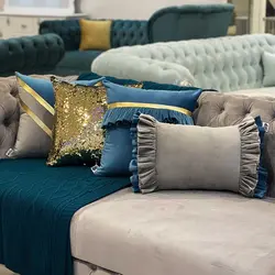 ست کوسن 4 عددی طرح شهرزاد مخمل طوسی آبی