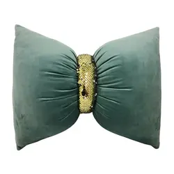 کوسن پاپیونی مخمل سبزآبی