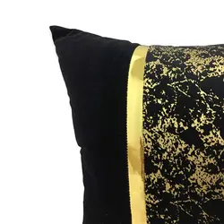 کوسن مربعی طرح ترکیبی مخمل طلاکوب مشکی