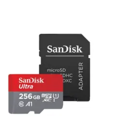 کارت حافظه microSDXC سن دیسک مدل Ultra A1 کلاس 10 استاندارد UHS-I سرعت 100MBps ظرفیت 256 گیگابایت به همراه آداپتور SD