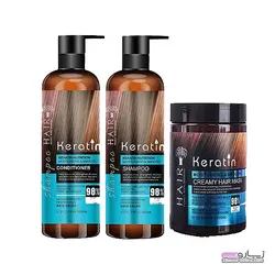 پک شامپو+ماسک+نرم کننده مو HAIR مدلKERATIN کراتینه بدون سولفات  (اصل تاریخ انقضا طولانی)