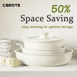 سرویس قابلمه 5 پارچه برند CAROTE | مدل A02124|ست قابل جابجایی|سفید |زمان تحویل 2 تا 3 هفته کاری