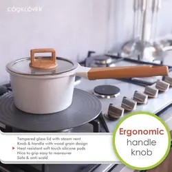 سرویس قابلمه 15 پارچه برند COOKLOVER| قابلمه|ماهیتابه|ضد خش|سفید|نچسب| بدون PFOA|زمان تحویل 2 تا 3 هفته کاری