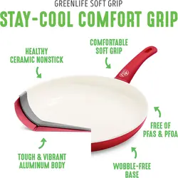 سرویس قابلمه 16 پارچه برند GreenLife| مدل ‎CC005490-001| قابلمه|ماهیتابه|ست نچسب سرامیکی|زمان تحویل 2 تا 3 هفته کاری