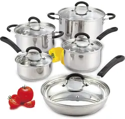 سرویس قابلمه 10 پارچه برند Cook N Home|مدل ‎02408|استیل ضد زنگ| قابلمه| ماهیتابه|زمان تحویل 3 تا 4 هفته کاری
