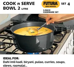 سرویس قابلمه 4 پارچه برند HAWKINS|مدل  HWS_LS5_BLK|ظروف آنادایز شده سخت|قابلمه|کاسه پخت و پز| ماهیتابه عمیق|مشکی|زمان تحویل 2 تا 3 هفته کاری