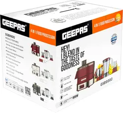 غذاساز 4 کاره Geepas مدل ‎GSB9990|آبمیوه گیری، مخلوط کن، مخلوط و آسیاب قهوه| 2 سرعته با عملکرد پالس و قفل ایمنی | 800 وات |زمان تحویل 2 تا 3 هفته کاری