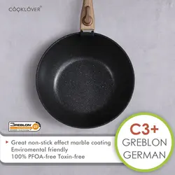 قابلمه برند COOKLOVER|مدل Nonstick Die cast |با درب شیشه ای | نچسب|ضد خش |آلومینیومی | ماهیتابه های سرخ کردنی|11 اینچی | کرم سفید|زمان تحویل 3 تا 4 هفته کاری