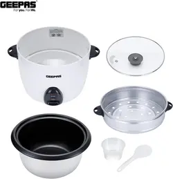 پلوپز و بخارپز اتوماتیک Geepas مدل ‎GRC35011| با قابلمه نچسب| درب خروجی بخار و عملکرد ساده با یک لمس |1.5 لیتری| زمان تحویل 2 تا 3 هفته کاری