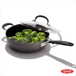 ماهیتابه برند OXO|مدل ‎CC002663-001 |دستگیره های خوب|آنادایز سخت| تابه سرآشپز |3QT| بدون PFOA| مشکی| زمان تحویل 2 تا 3 هفته کاری