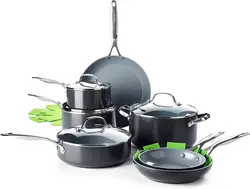 سرویس قابلمه 11 پارچه برند GreenPan|مدل ‎CC000675-001| قابلمه | ماهیتابه |سرامیکی|Valencia Pro|بدون سموم ظروف فلزی|نچسب |خاکستری |زمان تحویل 2 تا 3 هفته کاری