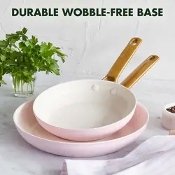 سرویس ماهیتابه 2 پارچه برند GreenPan|مدل ‎CC002444-001| نچسب سرامیکی|Padova|ست سرخ کردنی|صورتی|8 اینچی و 10 اینچی|زمان تحویل 3 تا 4 هفته کاری