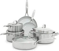 سرویس قابلمه 10 پارچه برند GreenPan|مدل ‎CC000018-001 Venice Pro| قابلمه | ماهیتابه | استیل|سرامیک نچسب|خاکستری روشن |زمان تحویل 2 تا 3 هفته کاری