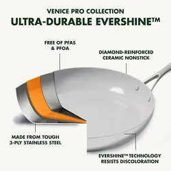 سرویس قابلمه 10 پارچه برند GreenPan|مدل ‎CC000018-001 Venice Pro| قابلمه | ماهیتابه | استیل|سرامیک نچسب|خاکستری روشن |زمان تحویل 2 تا 3 هفته کاری