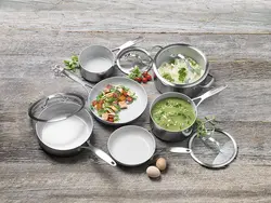 سرویس قابلمه 10 پارچه برند GreenPan|مدل ‎CC000018-001 Venice Pro| قابلمه | ماهیتابه | استیل|سرامیک نچسب|خاکستری روشن |زمان تحویل 2 تا 3 هفته کاری