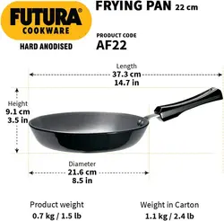 ماهیتابه برند Hawkins |مدل HWS_L05_BLK |ماهیتابه آنودایز سخت بدون درب| Futura |مشکی | 22 سانتی متر| ضخامت 4.06 میلی متر| 1.1 لیتر|زمان تحویل 2 تا 3 هفته کاری